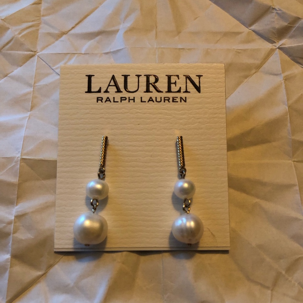 Lauren Ralph Lauren White Pearl Drop Earrings
